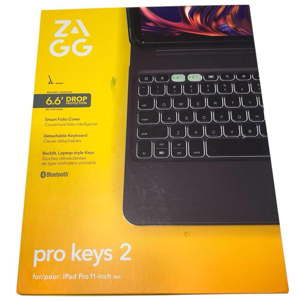 Zagg Pro Keys 2 for 2024 iPad Pro 11-inch M4 Tablet Black - New / Open Box